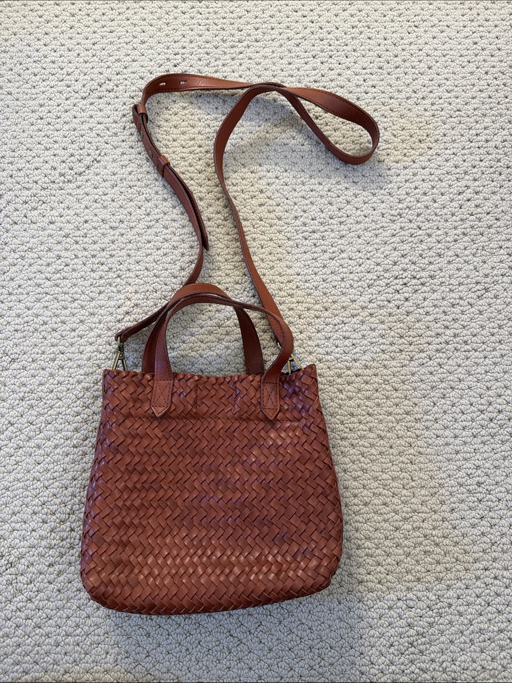 Madewell Woven Leather Crossbody Tote - Brown